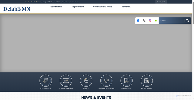 Security scan screenshot of https://delanomn.gov/