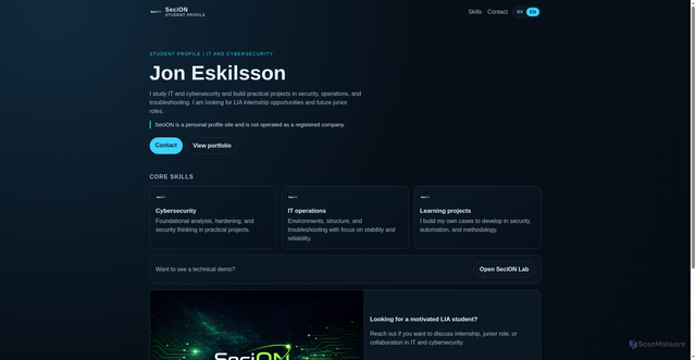 Security scan screenshot of https://secion.se