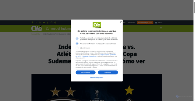 Security scan screenshot of https://www.ole.com.ar/futbol-internacional/sudamericana/independiente-valle-atletico-mineiro-dia-hora-ver-tv-online_0_PsOD7EZQhh.html