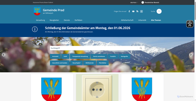 Security scan screenshot of https://www.comune.prato.bz.it