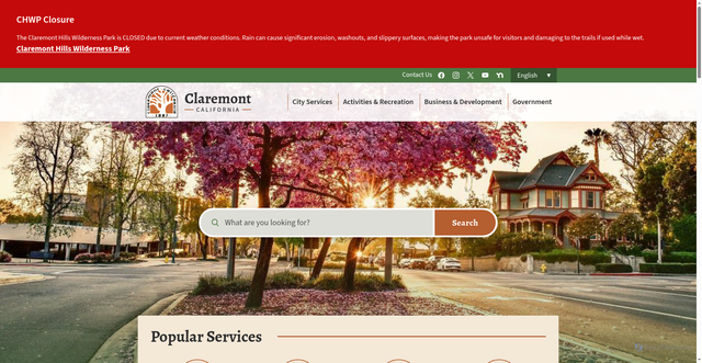 Security scan screenshot of https://www.claremontca.gov/