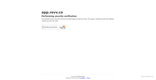 Security scan screenshot of https://app.revv.co