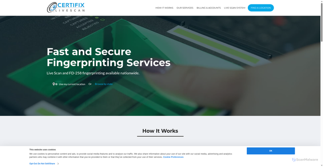 Security scan screenshot of https://www.certifixlivescan.com