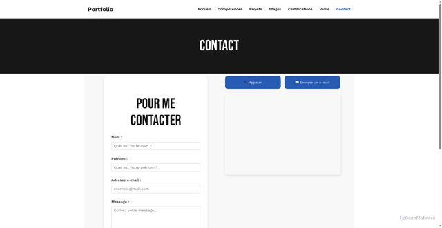Security scan screenshot of https://tomclement.fr/contact/