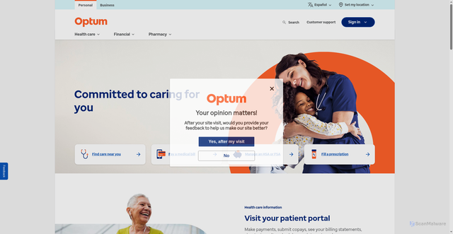Security scan screenshot of https://www.optum.com/en/