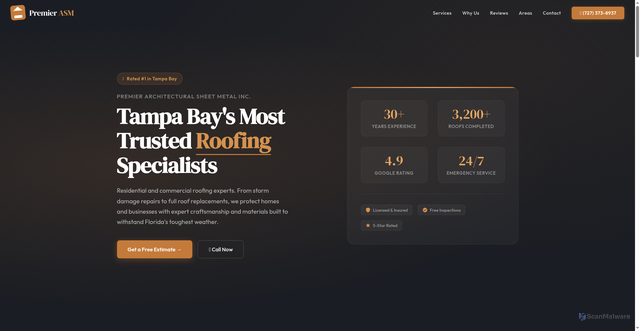 Security scan screenshot of https://premierasm.com/