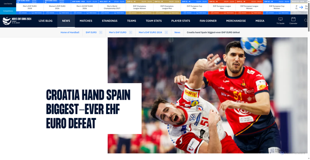 Security scan screenshot of https://ehfeuro.eurohandball.com/men/2024/news/en/croatia-hand-spain-biggest-ever-ehf-euro-defeat/