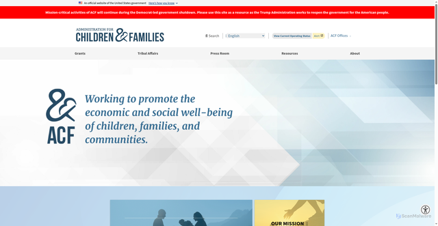 Security scan screenshot of https://acf.gov/