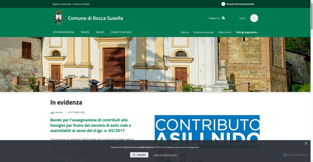 Security scan screenshot of https://www.comune.roccasusella.pv.it/it-it/home