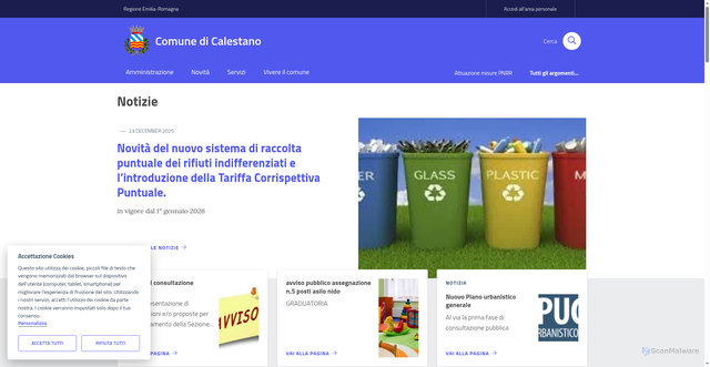 Security scan screenshot of https://www.comune.calestano.pr.it/