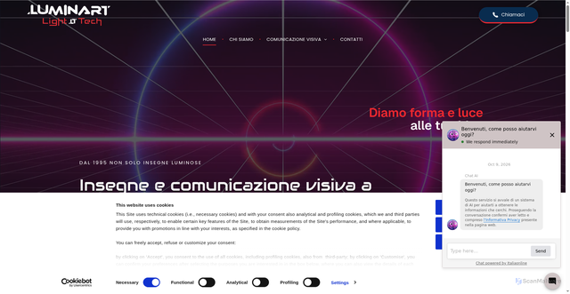 Security scan screenshot of https://luminartneon.com
