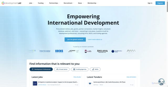 Security scan screenshot of https://developmentaid.org