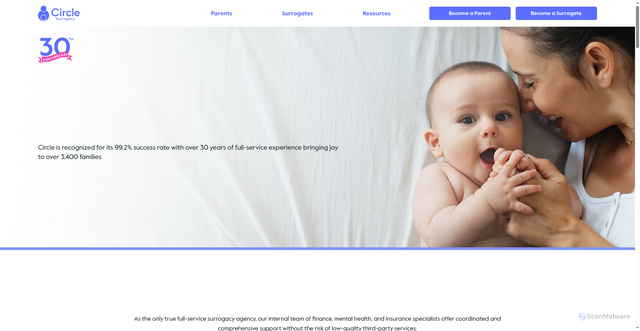 Security scan screenshot of https://www.circlesurrogacy.com/