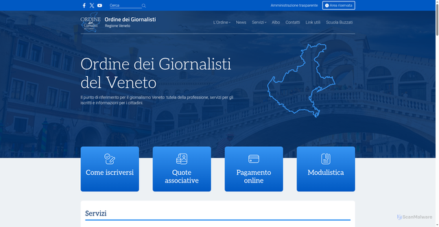 Security scan screenshot of https://www.ordinegiornalisti.veneto.it