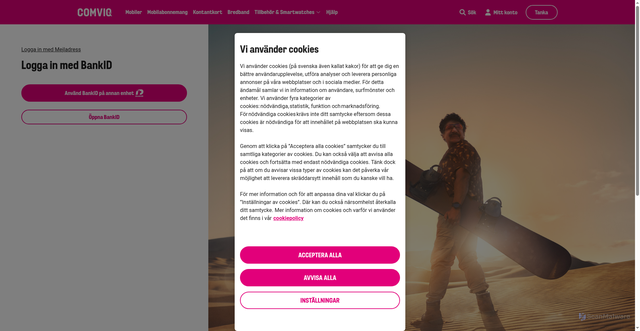 Security scan screenshot of https://www.comviq.se/mitt-konto/betalning?utm_medium=email&utm_source=spready&utm_campaign=invoice