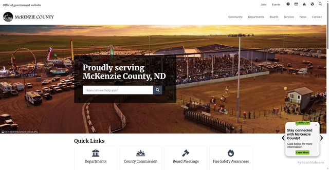 Security scan screenshot of https://mckenziecountynd.gov/