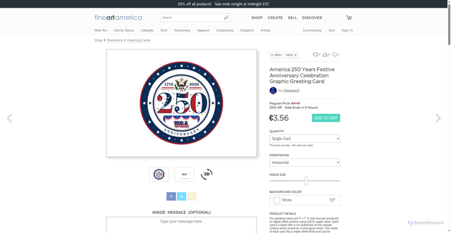 Security scan screenshot of https://fineartamerica.com/featured/america-250-years-festive-anniversary-celebration-graphic-flexitalent.html?product=greeting-card