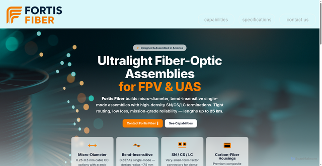 Security scan screenshot of http://fortisfiber.com/