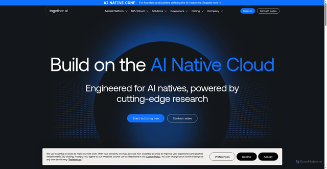 Security scan screenshot of https://together.ai