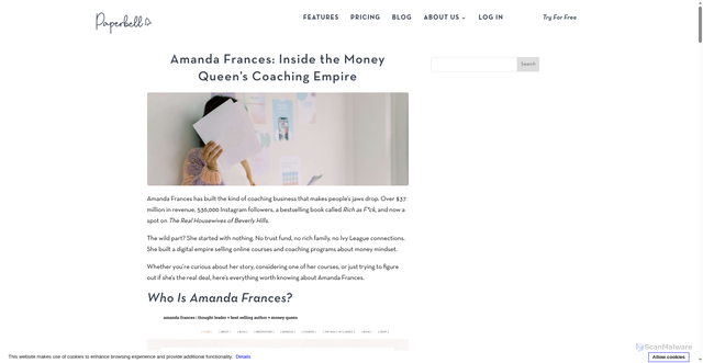 Security scan screenshot of https://paperbell.com/blog/amanda-frances/