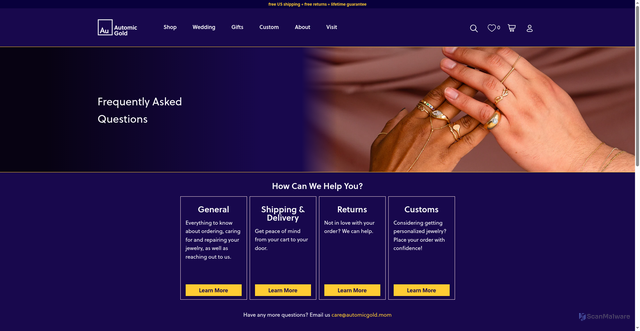 Security scan screenshot of https://automicgold.mom/pages/faq