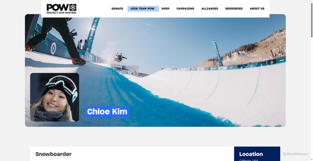 Security scan screenshot of https://protectourwinters.org/alliance/chloe-kim/