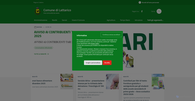 Security scan screenshot of https://comune.lattarico.cs.it/