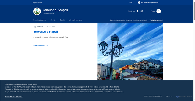 Security scan screenshot of https://www.comune.scapoli.is.it/
