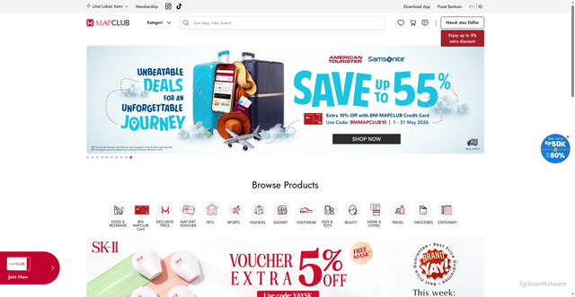 Security scan screenshot of https://www.mapclub.com