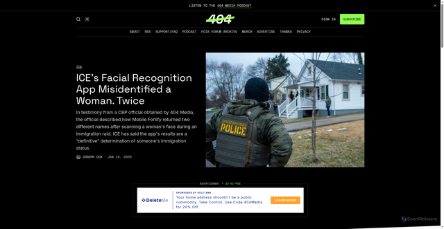 Security scan screenshot of https://www.404media.co