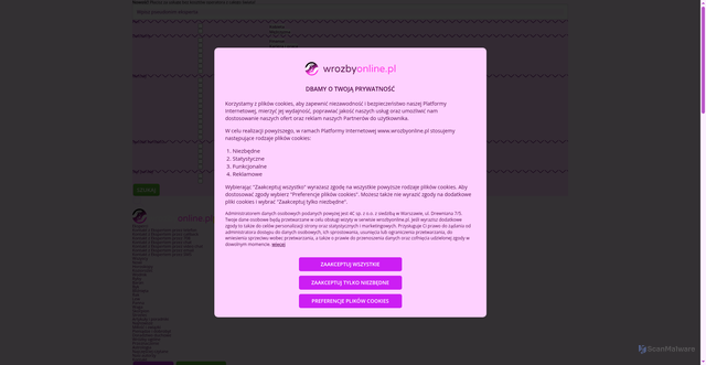 Security scan screenshot of https://wrozbyonline.pl