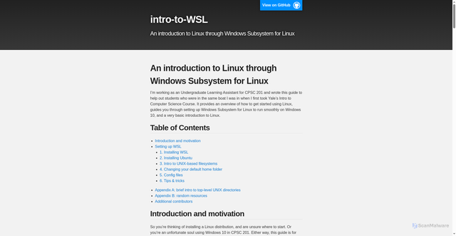 Security scan screenshot of https://theshepord.github.io/intro-to-WSL/