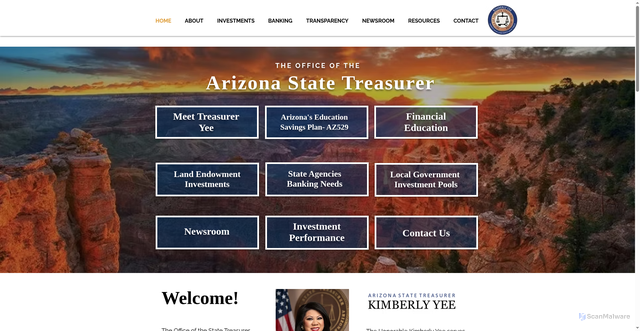 Security scan screenshot of https://www.aztreasury.gov/