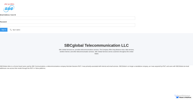 Security scan screenshot of https://sbcglobal-att-signing-452b73.webflow.io/