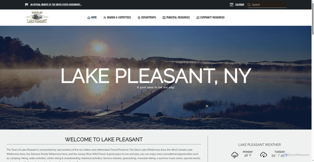 Security scan screenshot of https://lakepleasantny.gov/