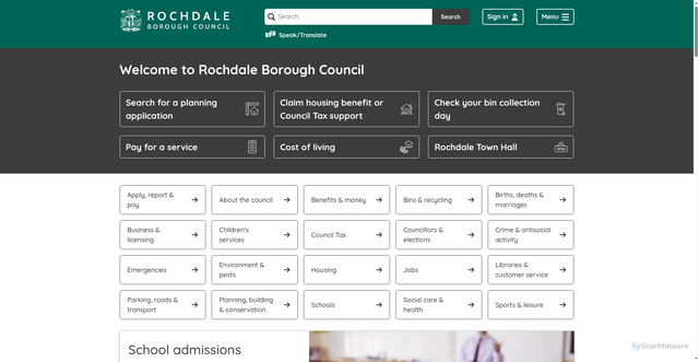 Security scan screenshot of https://www.rochdale.gov.uk/