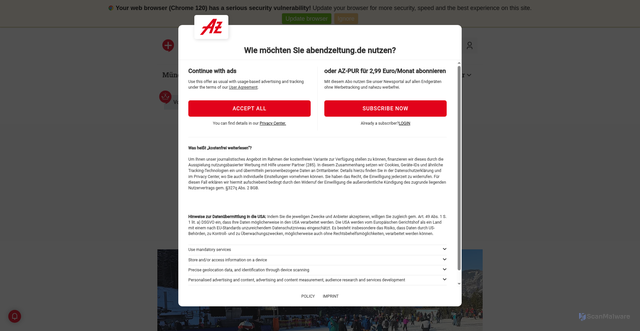 Security scan screenshot of https://abendzeitung-muenchen.de