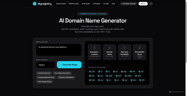 Security scan screenshot of https://diyregistryupdate1.pages.dev/generate_domain.html