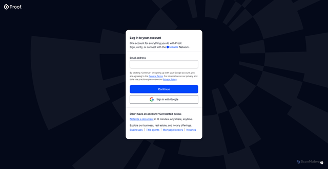 Security scan screenshot of https://app.proof.com