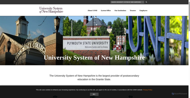 Security scan screenshot of https://usnh.edu