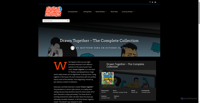 Security scan screenshot of https://digitalchumps.com/drawn-together-complete-collection/