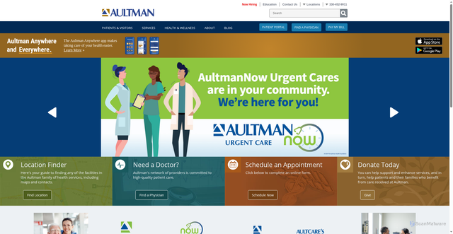 Security scan screenshot of https://aultman.org/