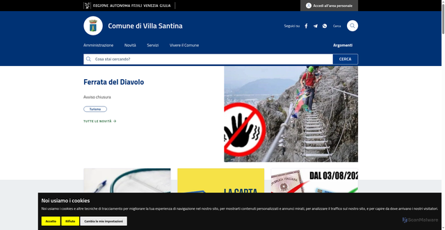 Security scan screenshot of https://www.comune.villasantina.ud.it/
