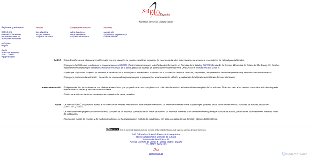 Security scan screenshot of https://scielo.isciii.es