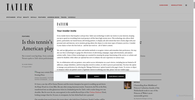 Security scan screenshot of https://www.tatler.com/article/emma-navarro-billionaire-heiress-wimbledon-tennis