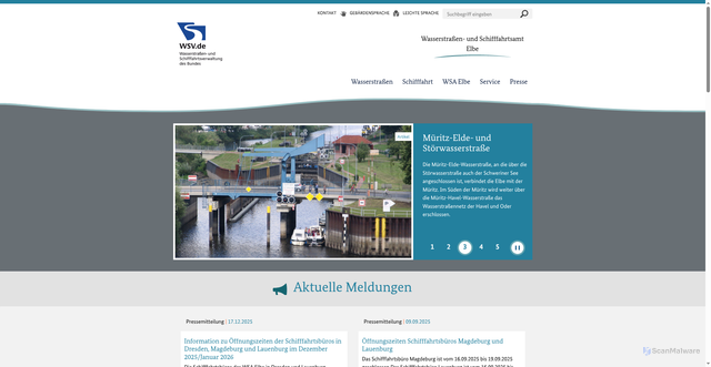 Security scan screenshot of https://www.wsa-elbe.wsv.de/Webs/WSA/Elbe/DE/Startseite/startseite_node.html