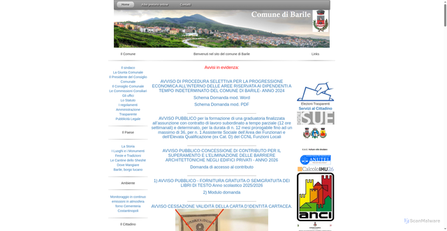 Security scan screenshot of https://www.comune.barile.pz.it