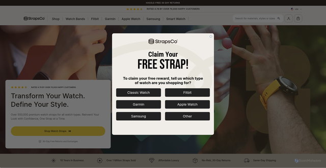 Security scan screenshot of https://strapsco.com