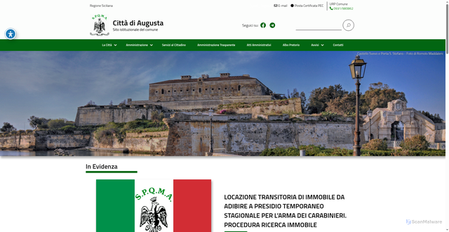 Security scan screenshot of https://www.comunediaugusta.it