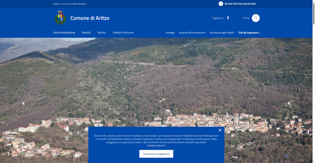 Security scan screenshot of https://comune.aritzo.nu.it/